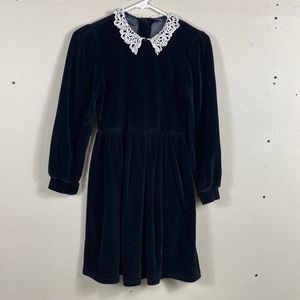 Wednesday Adams style velvet‎ black dress girls size 14 large Halloween